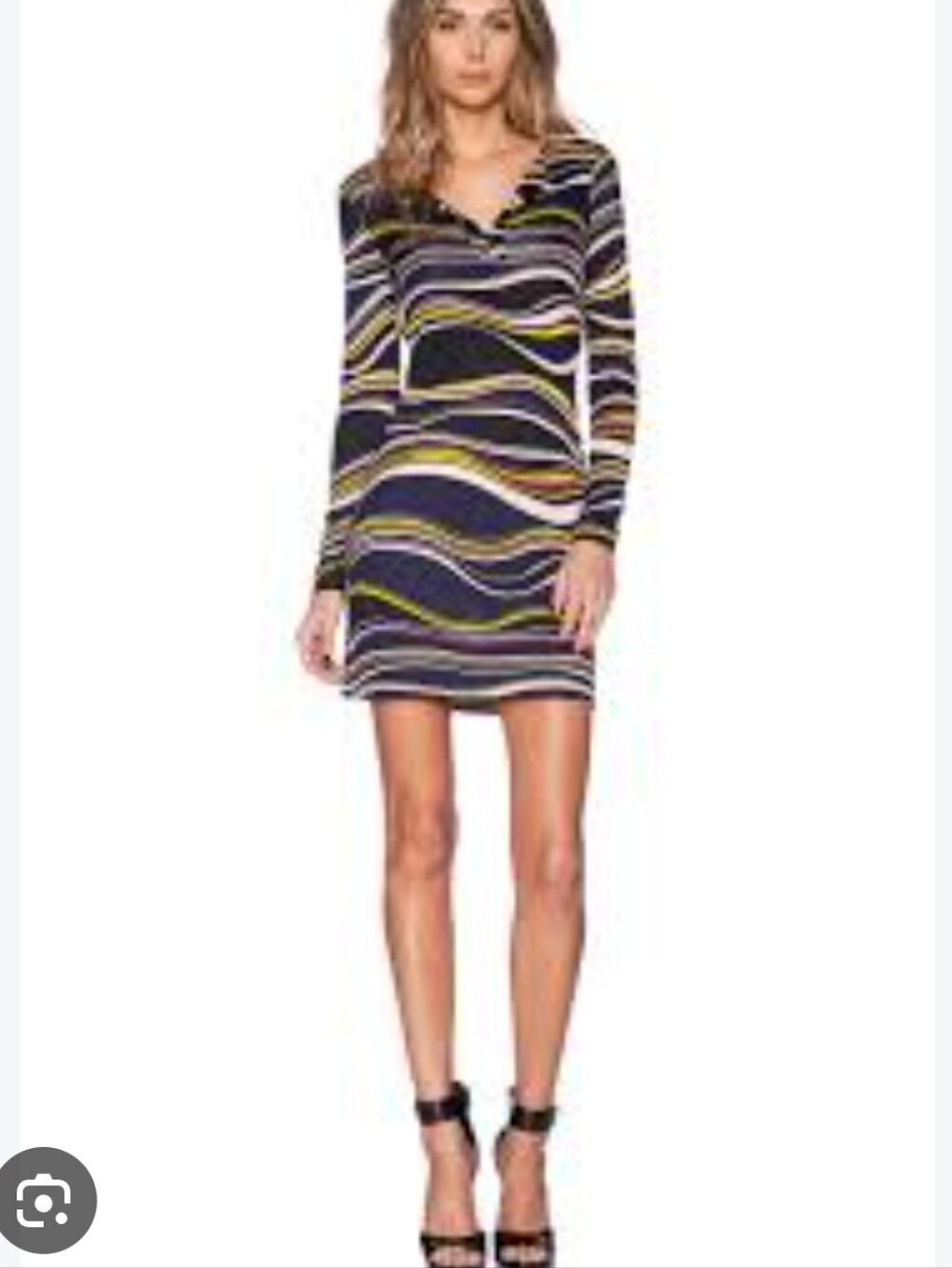 Diane von Furstenberg jersey silk wavy patterned wrap dress Sz 10